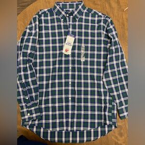 Izod Blue and Green Casual Button Down Shirt